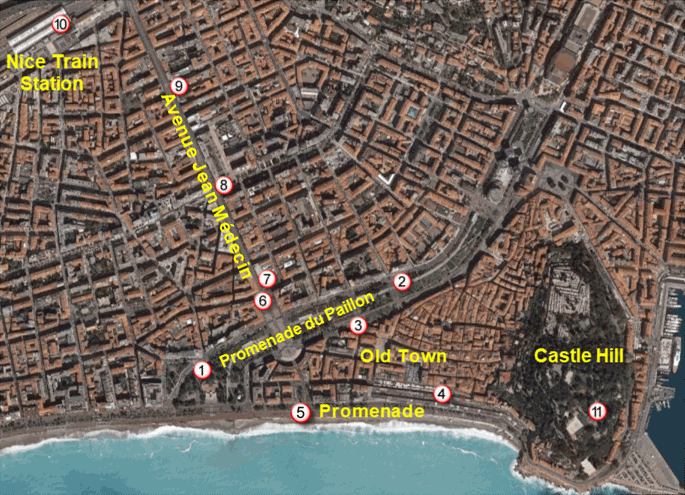 Map of public toilets in Nice
