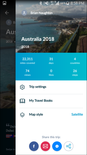 Polarsteps app specific trip summary screen