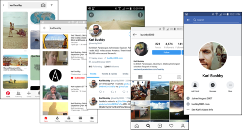 Karl Bushby social media sites