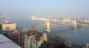 Winter view of the Chain Bridge, Budapest, Hungary