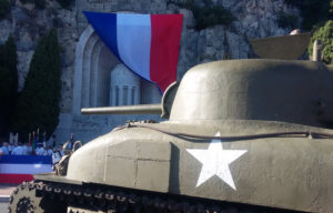 US Army tank taking part in the annual memorial service honoring the August 28, 1944 uprising in Nice against the Nazis.