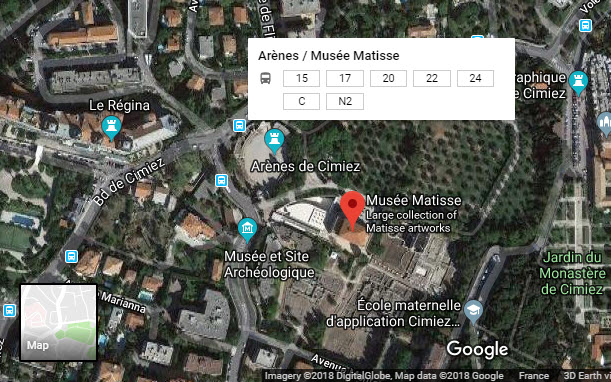 Location of Matisse Museum, Nice, France