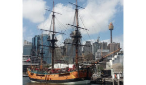 Replica of the HM Endeavour, the ship that brought the first European colonists to Australia.