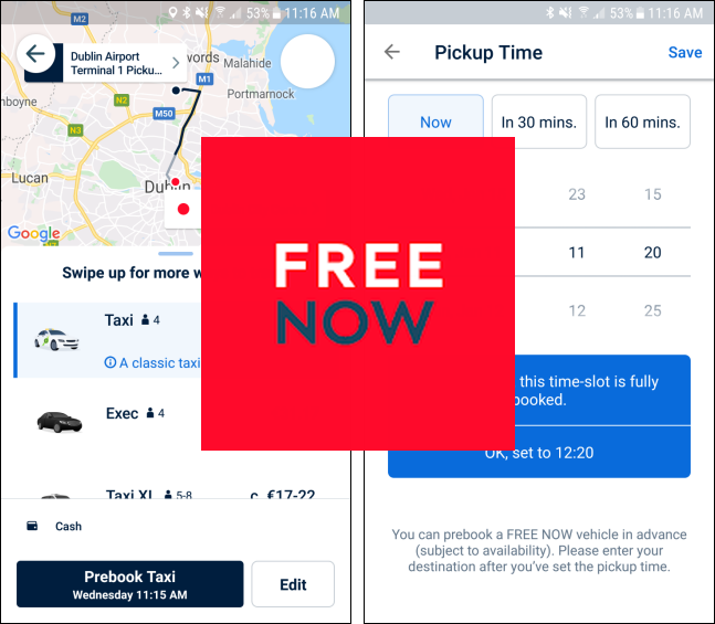 Free Now taxi app